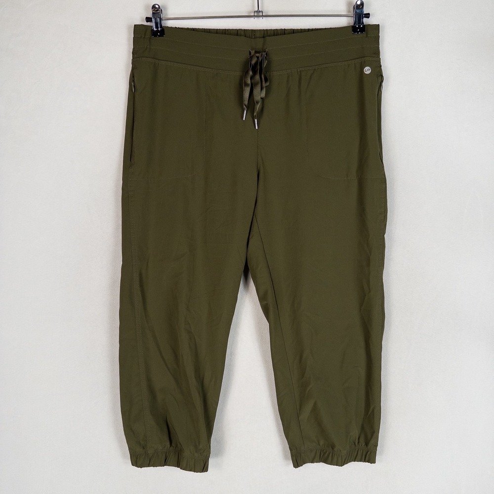 Unipro Womens Jogger Pants Large Green Athletic Activewear Drawstring Capri